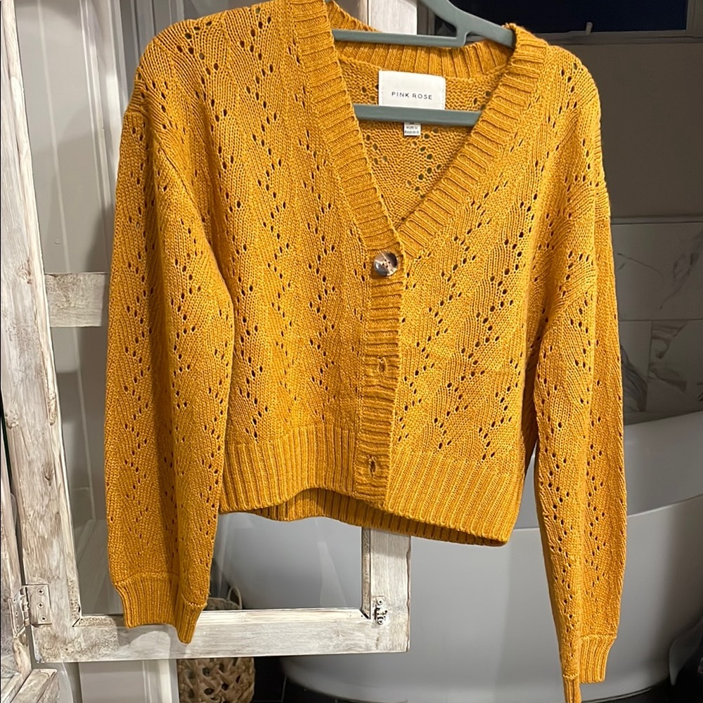 Pink Rose Mustard Yellow Women's Sweater